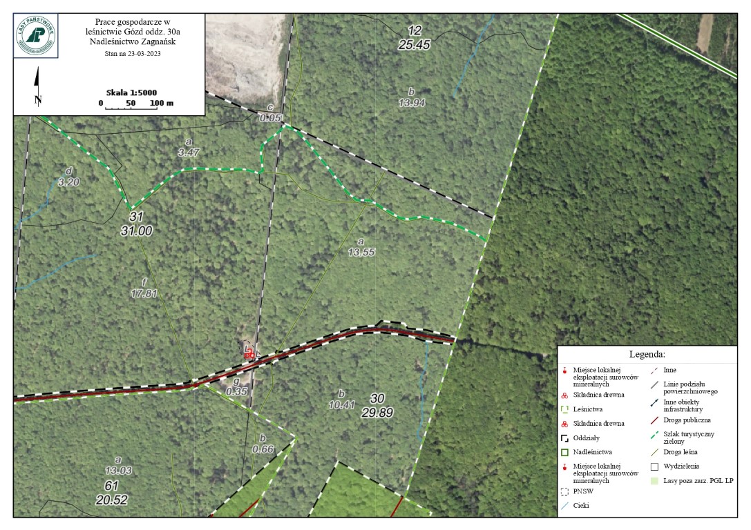 Mapka pozyskanie na szlaku PTTK 2 Medium